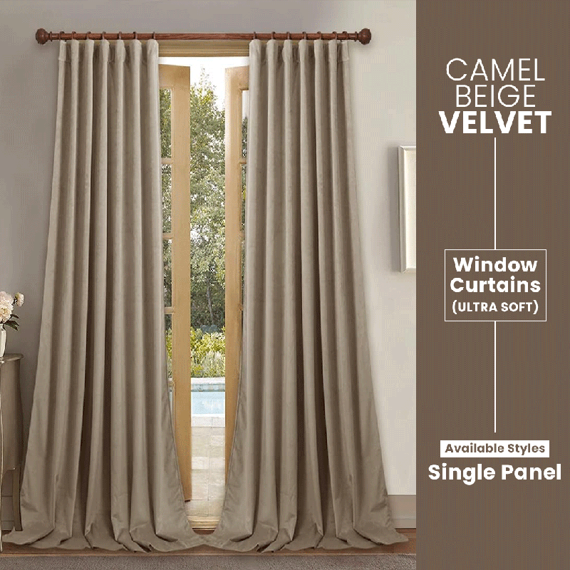Camel Beige - Velvet Window Curtains (Ultra Soft) - Windsorlino.com