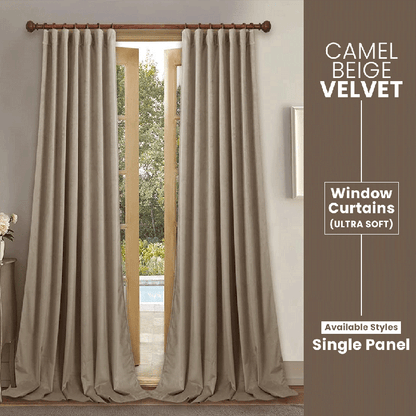 Camel Beige - Velvet Window Curtains (Ultra Soft) - Windsorlino.com