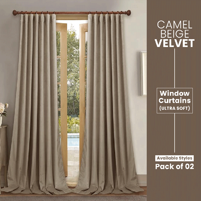 Camel Beige - Velvet Window Curtains (Ultra Soft) - Windsorlino.com
