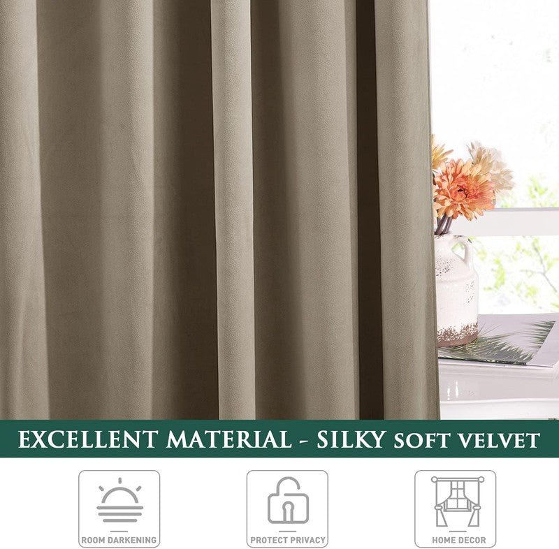 Camel Beige - Velvet Window Curtains (Ultra Soft) - Windsorlino.com