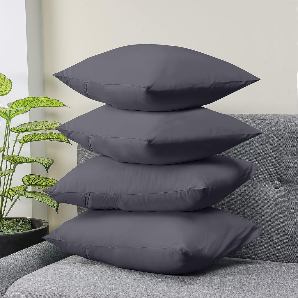 Charcoal Grey Plain Pillow Case-Pack of 4