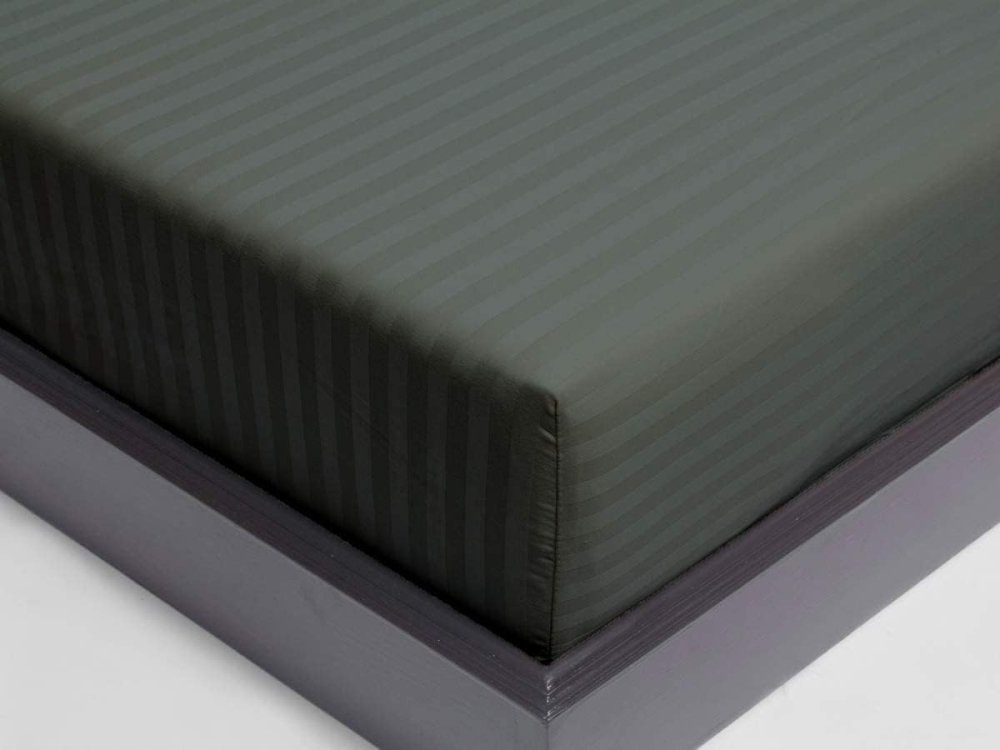 Charcoal Grey Stripe - Luxury Fitted Sheet - Windsorlino.com