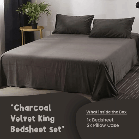 Charcoal Velvet - Luxury Bed Sheet Set - Windsorlino.com