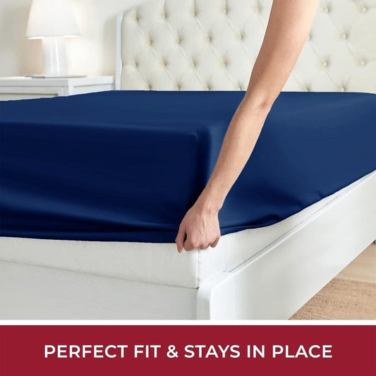 Ferrera Navy Blue - Fitted Sheet Set - Windsorlino.com