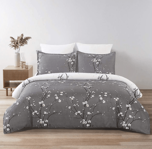 Floral Grey - Bed Sheet Set - Windsorlino.com