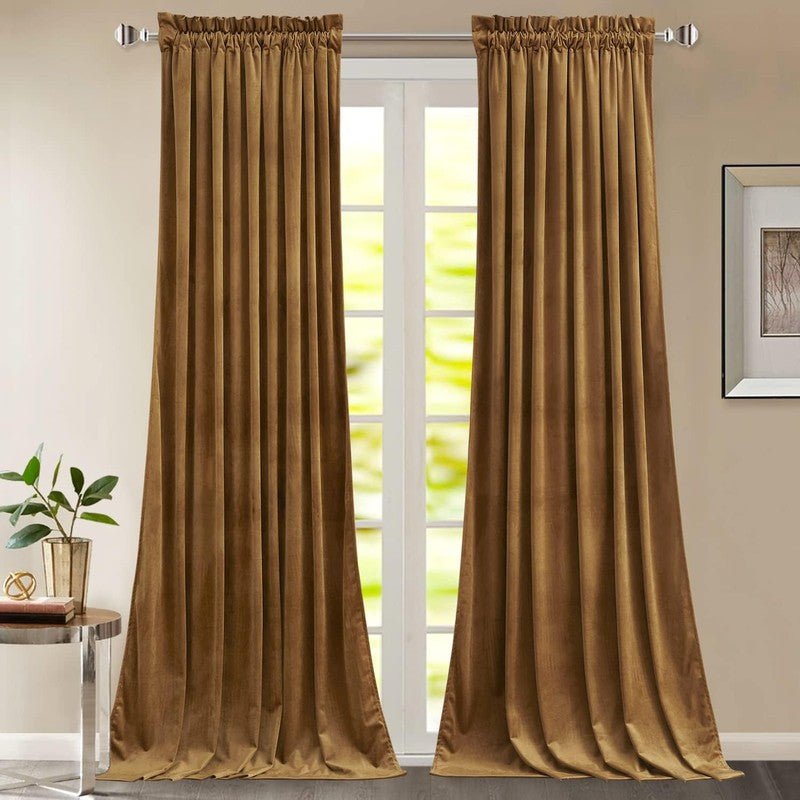 Gold Brown - Velvet Window Curtains (Ultra Soft) - Windsorlino.com