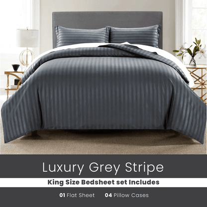 Grey Stripe - Bed Sheet Set - Windsorlino.com
