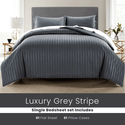 Grey Stripe - Bed Sheet Set - Windsorlino.com