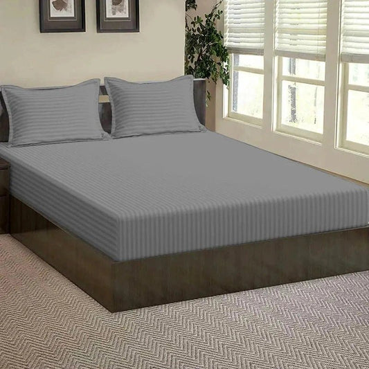 Grey Stripe - Luxury Fitted Sheet - Windsorlino.com