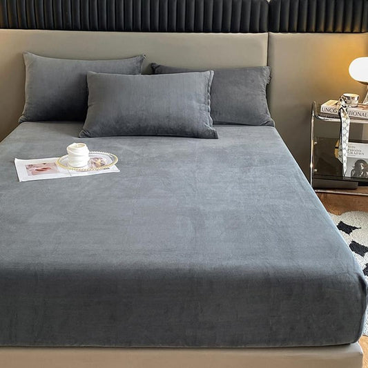 Grey Velvet - Luxury Fitted Sheet - Windsorlino.com