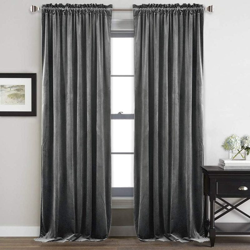 Grey - Velvet Window Curtains (Ultra Soft) - Windsorlino.com