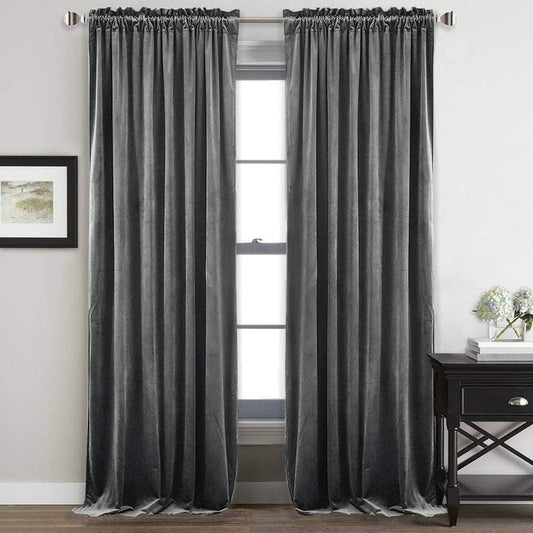 Grey - Velvet Window Curtains (Ultra Soft) - Windsorlino.com