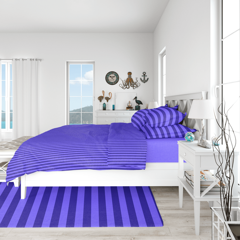 Light Blue Stripe - Bed Set 6 Pcs (Luxury) - Windsorlino.com