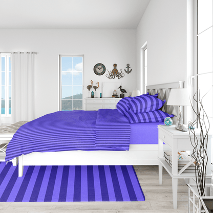 Light Blue Stripe - Bed Set 6 Pcs (Luxury) - Windsorlino.com