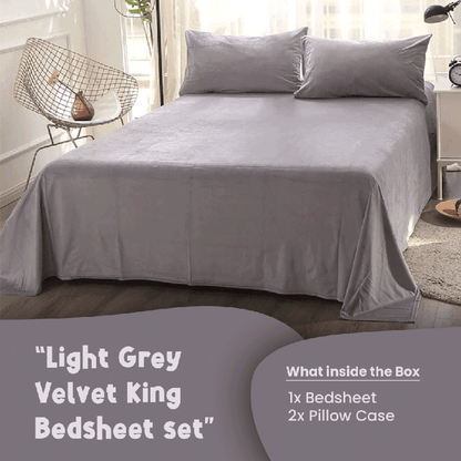 Light Grey Velvet - Luxury Bed Sheet Set - Windsorlino.com