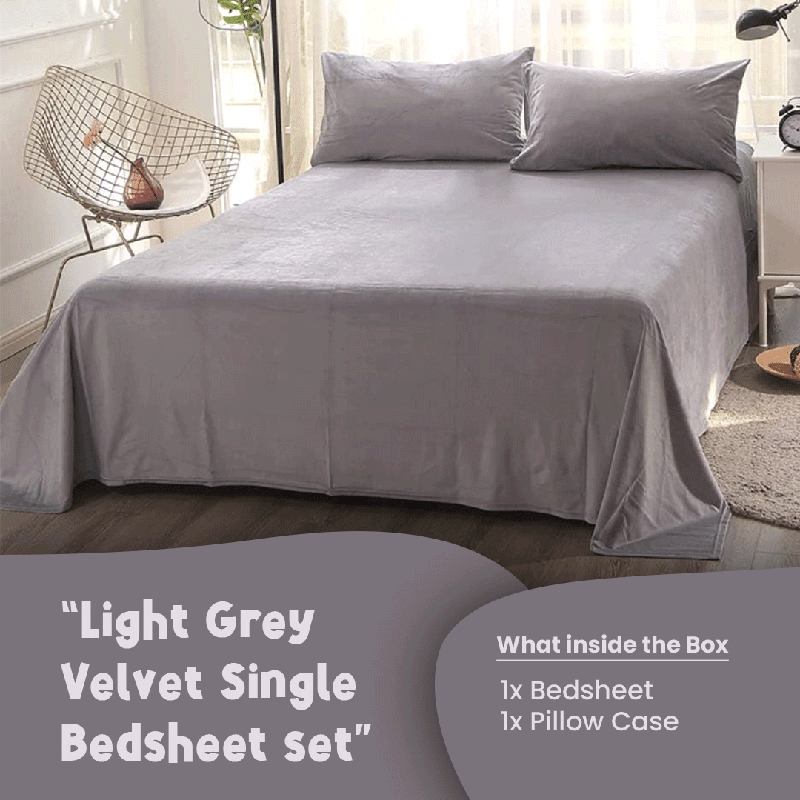 Light Grey Velvet - Luxury Bed Sheet Set - Windsorlino.com
