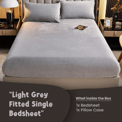 Light Grey Velvet - Luxury Fitted Sheet - Windsorlino.com