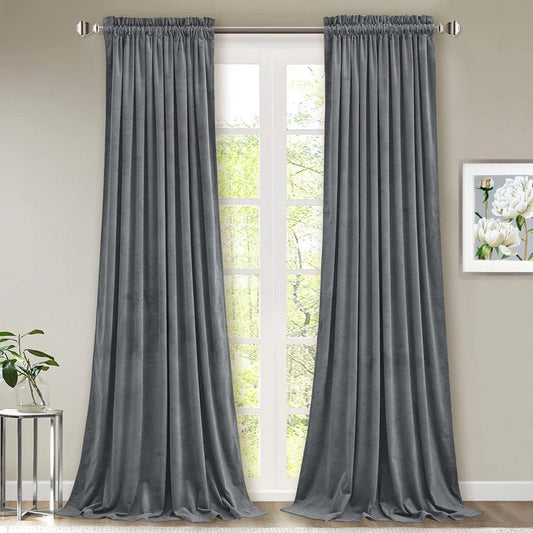 Light Grey - Velvet Window Curtains (Ultra Soft) - Windsorlino.com