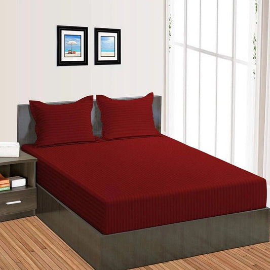 Maroon Stripe - Luxury Fitted Sheet - Windsorlino.com