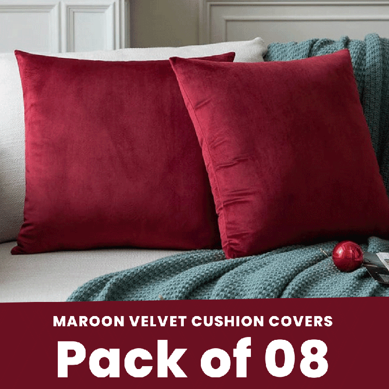 Maroon - Velvet Cushion Covers - Windsorlino.com