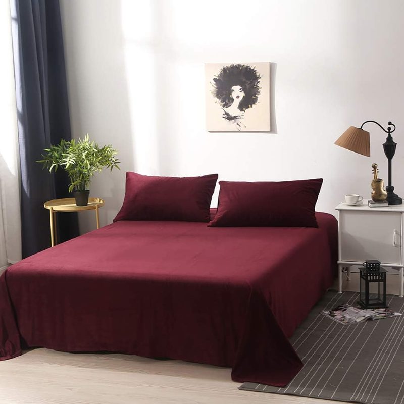 Maroon Velvet - Luxury Bed Sheet Set - Windsorlino.com