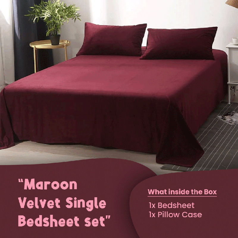 Maroon Velvet - Luxury Bed Sheet Set - Windsorlino.com