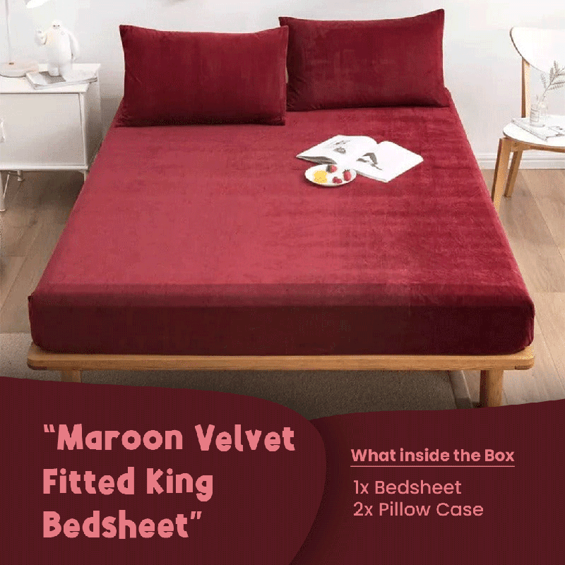Maroon Velvet - Luxury Fitted Sheet - Windsorlino.com