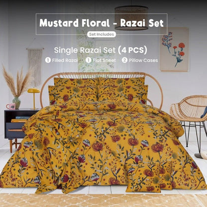 Mustard Floral - Winter Razai Set - Windsorlino.com