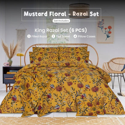 Mustard Floral - Winter Razai Set - Windsorlino.com