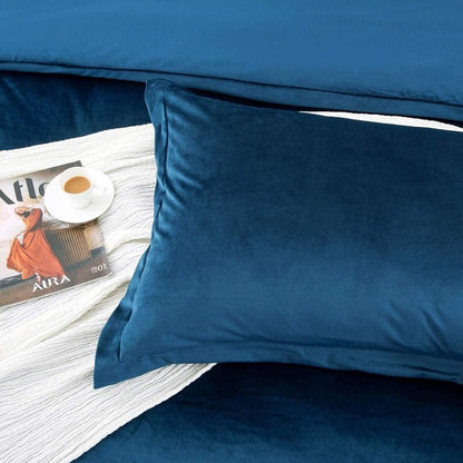 Navy Blue Velvet - Bed Set 8 Pcs (Luxury) - Windsorlino.com