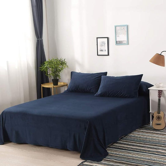Navy Blue Velvet - Luxury Bed Sheet Set - Windsorlino.com