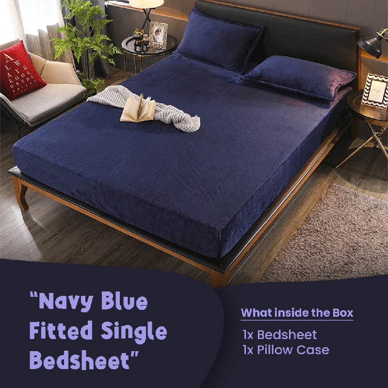 Navy Blue Velvet - Luxury Fitted Sheet - Windsorlino.com