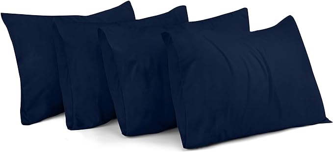 Navy Blue Plain Pillow Case-Pack of 4