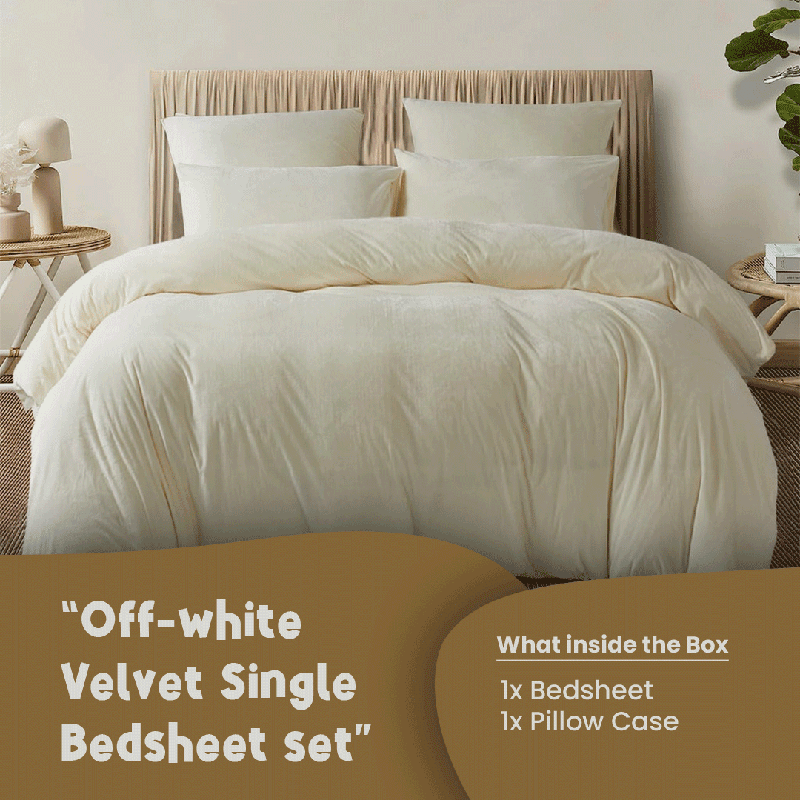 Off White Velvet - Luxury Bed Sheet Set - Windsorlino.com