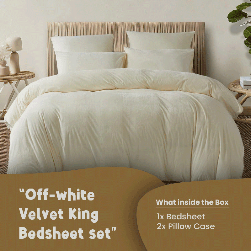 Off White Velvet - Luxury Bed Sheet Set - Windsorlino.com