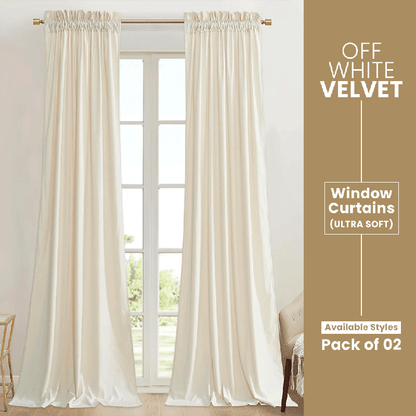 Off White - Velvet Window Curtains (Ultra Soft) - Windsorlino.com