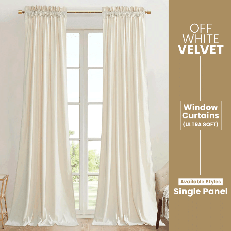 Off White - Velvet Window Curtains (Ultra Soft) - Windsorlino.com
