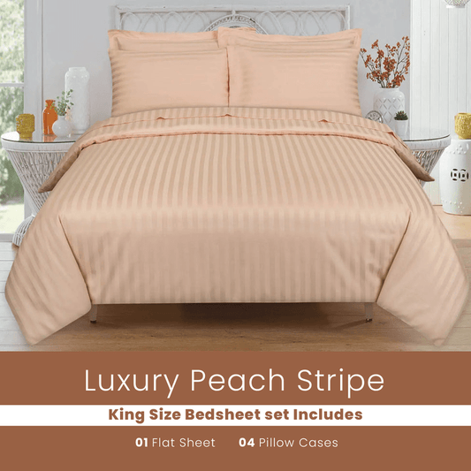 Peach Stripe - Bed Sheet Set - Windsorlino.com