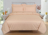 Peach Stripe Satin-Bed Sheet Set