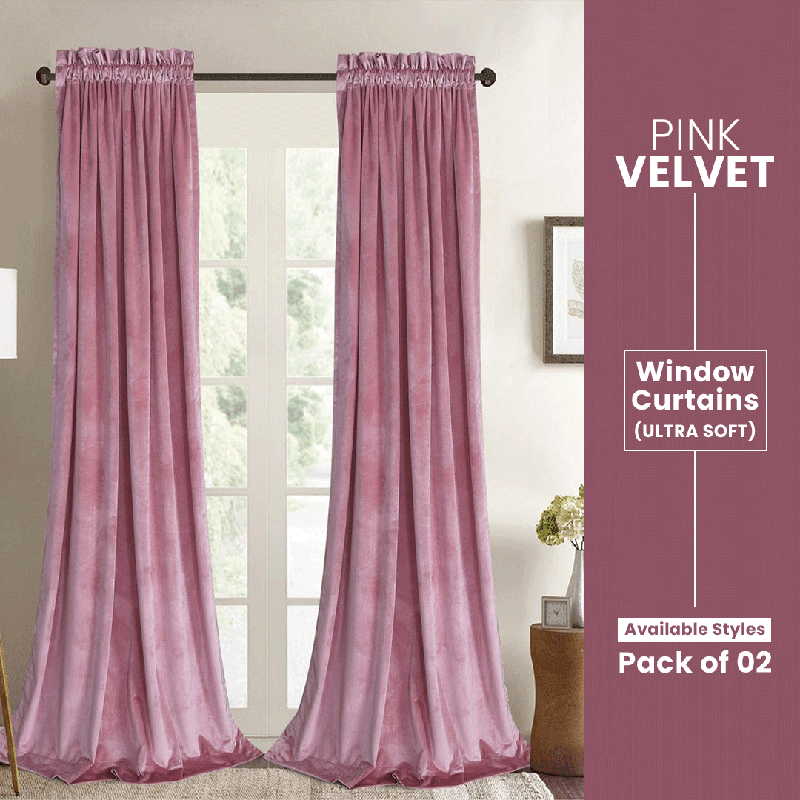 Pink - Velvet Window Curtains (Ultra Soft) - Windsorlino.com