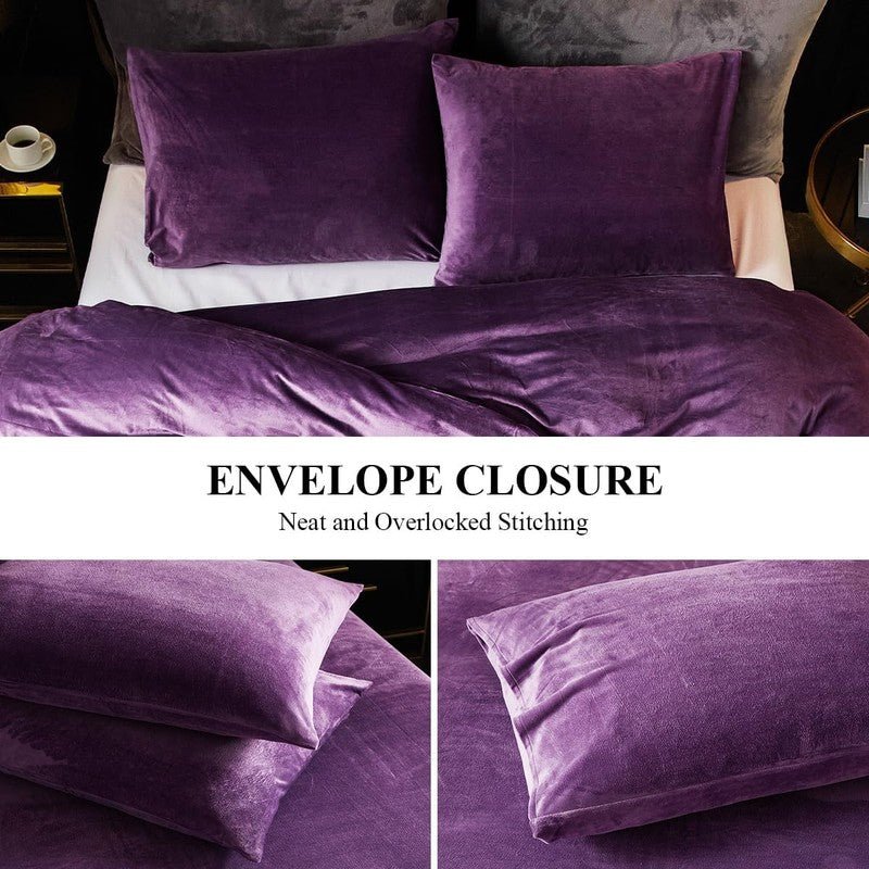 Plum Velvet - Bed Set 8 Pcs (Luxury) - Windsorlino.com