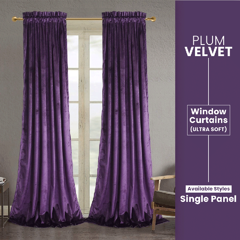 Plum - Velvet Window Curtains (Ultra Soft) - Windsorlino.com