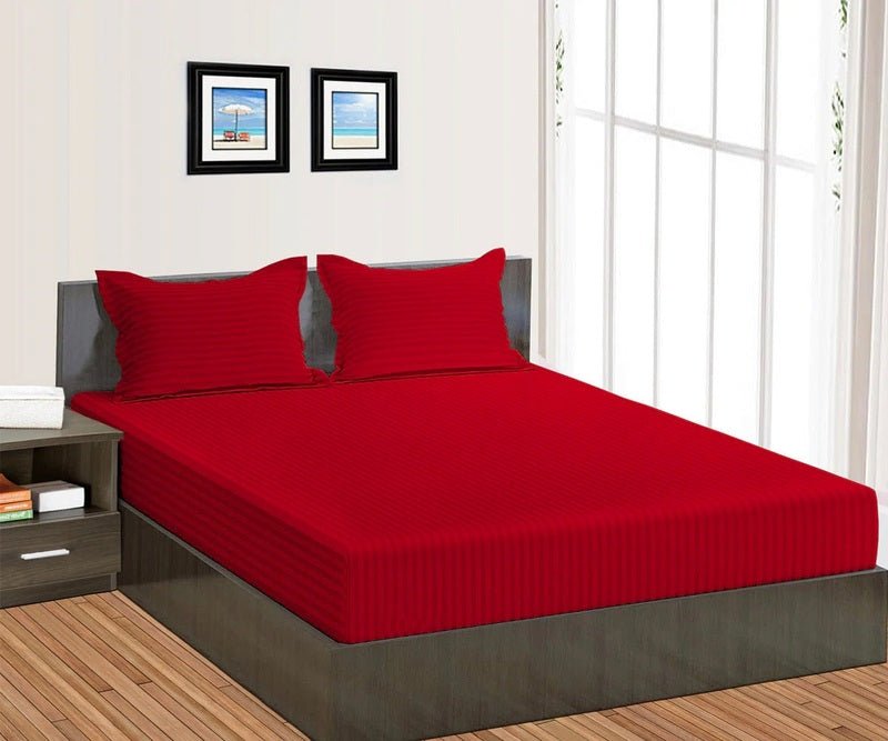 Red Stripe - Luxury Fitted Sheet - Windsorlino.com