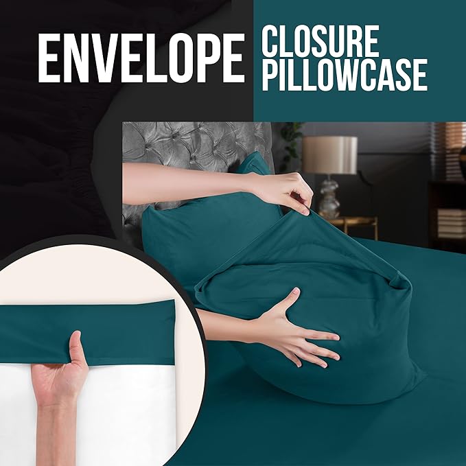 Teal Plain Pillow Case-Pack of 4