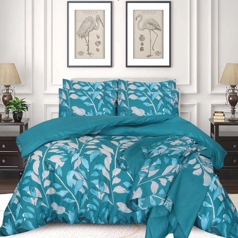 Teal Leaves - Bed Set - Windsorlino.com
