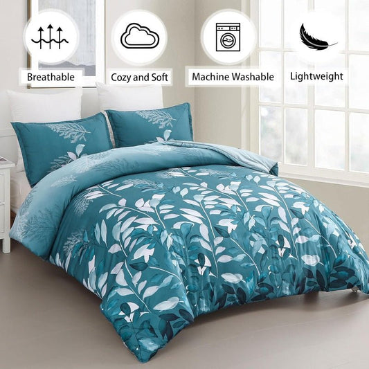 Teal Leaves - Bed Sheet Set - Windsorlino.com