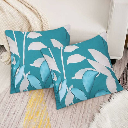 Teal Leaves - Cushion Covers Pack of Two - Windsorlino.com