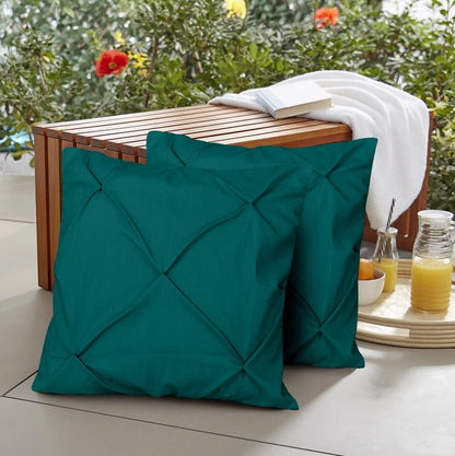 Teal Pin Tuck - Cushion Covers Pack of Two - Windsorlino.com