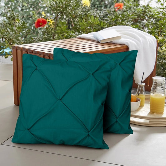 Teal Pin Tuck - Cushion Covers Pack of Two - Windsorlino.com