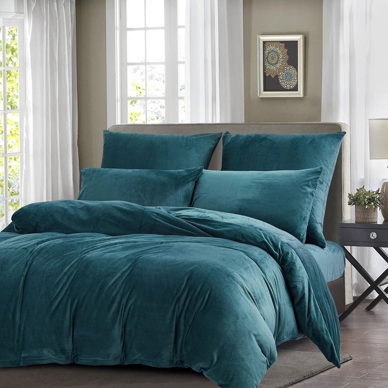 Teal Velvet - Bed Set 8 Pcs (Luxury) - Windsorlino.com